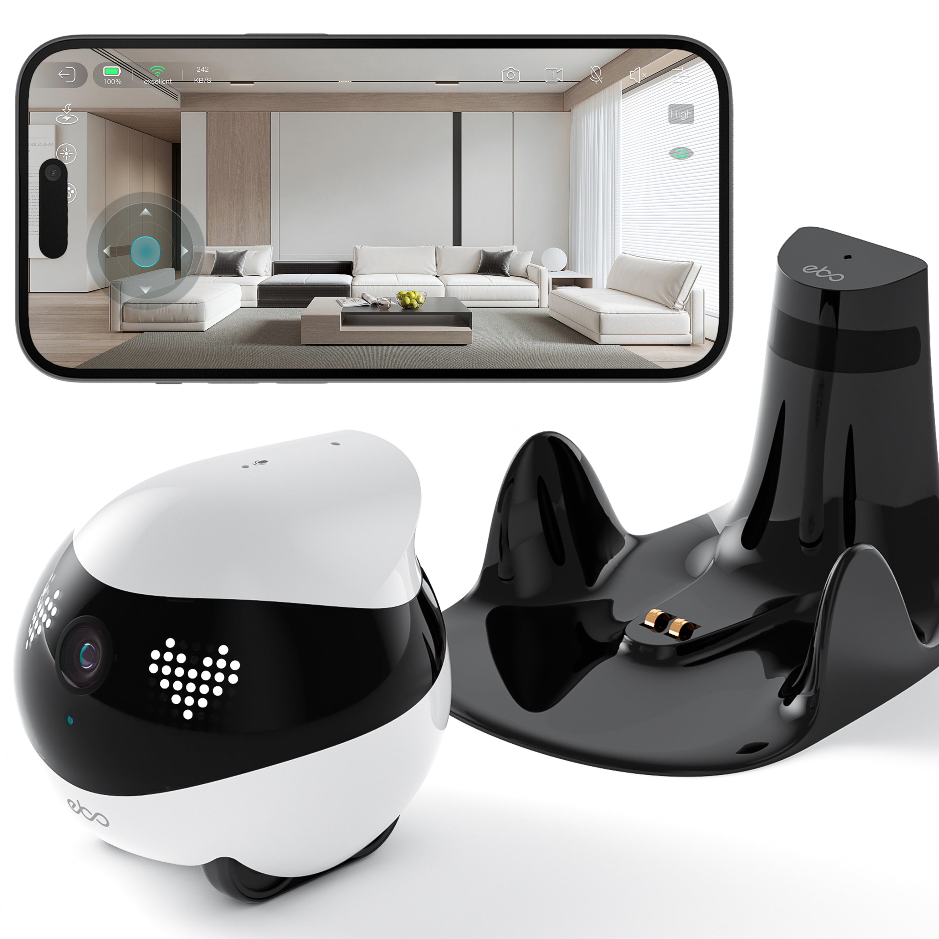 Enabot EBO Air 2 Companion Robot, 2K Pet Indoor Security Camera, Movable Home Robot