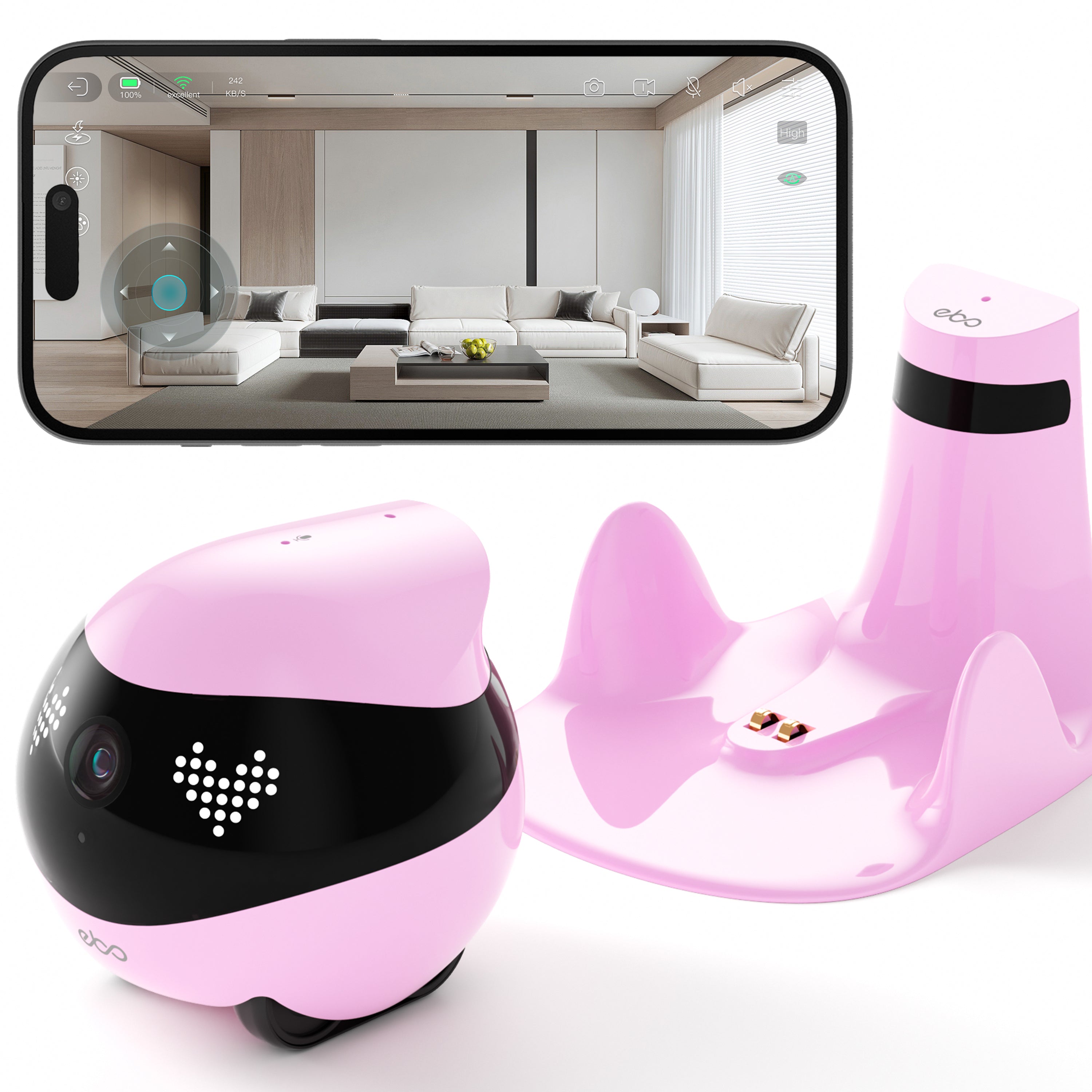 Refurbished Enabot EBO Air 2 Companion Robot, 2K Pet Indoor Security Camera, Movable Home Robot